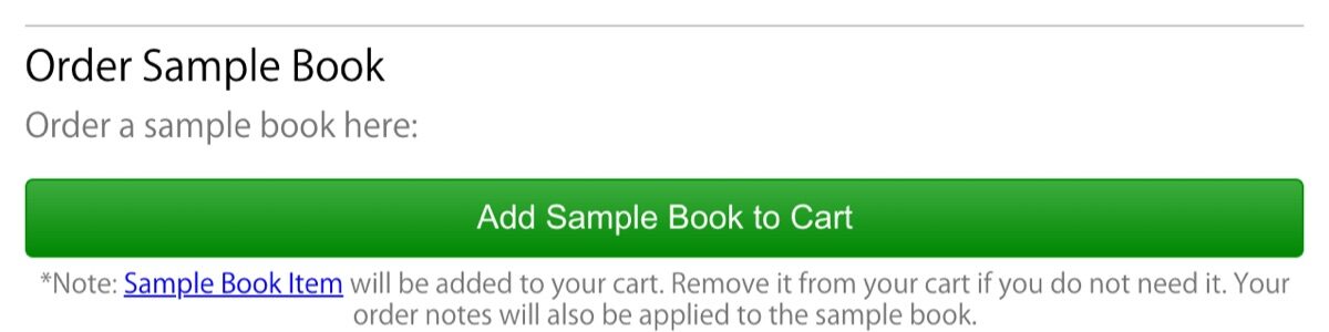قسم Order Sample Book مع زر Add Sample Book to Cart
