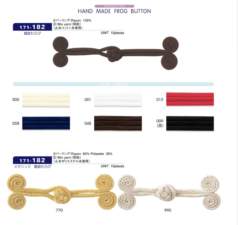 171-182 زر الضفدع Tsurukubi Warabi تقريبًا 30 mm طول × 90 mm عرض[أزرار] DARIN