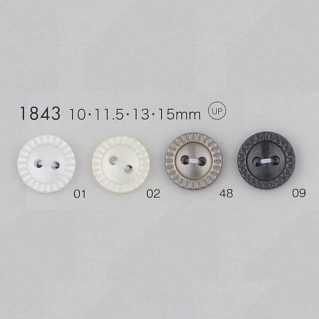 1843 زر من راتنج البوليستر بفتحتين مع حافة[أزرار] DAIYA BUTTON