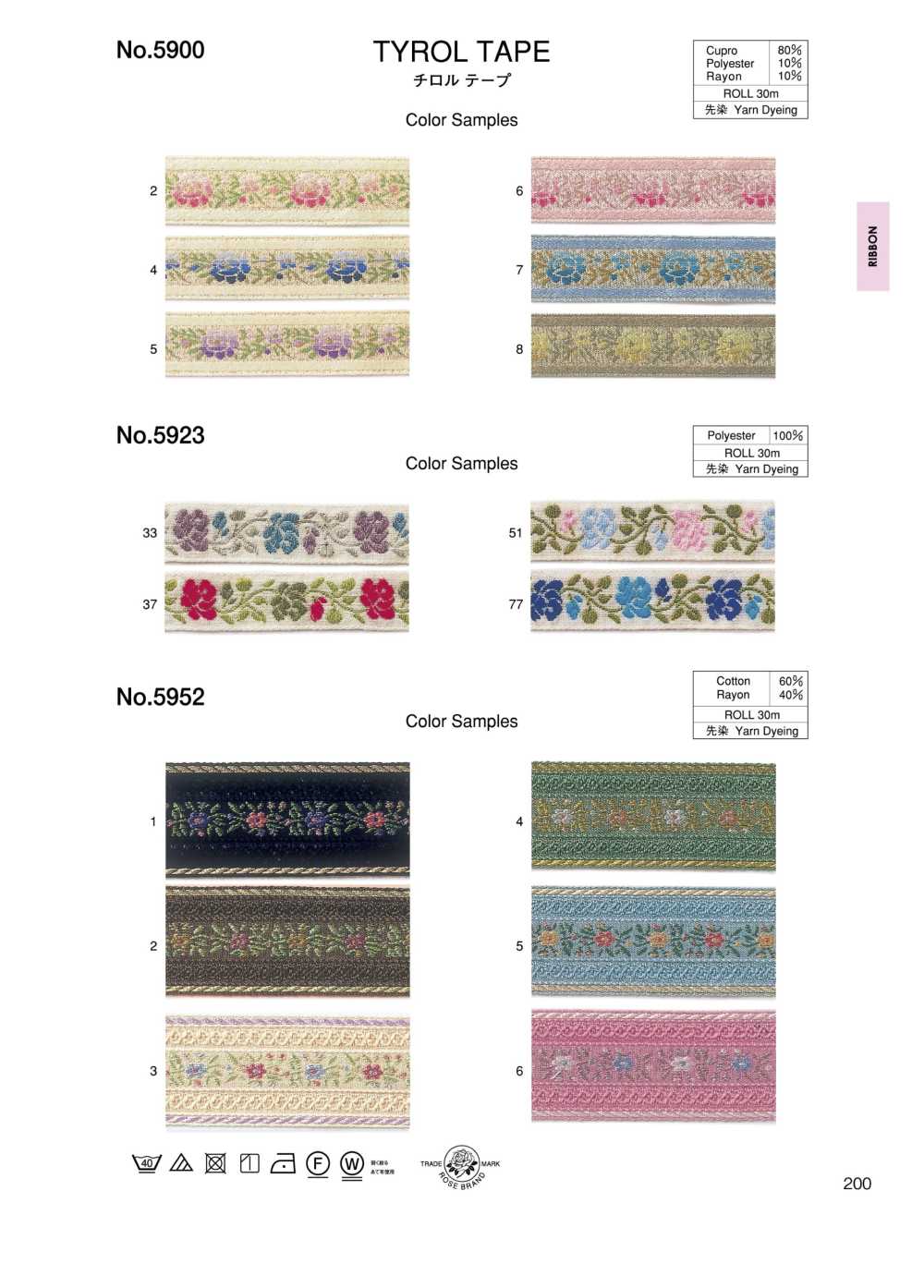 5900 شريط تيرولي (حوالي 17 مم)[Ribbons, Tapes, And Cords] ROSE BRAND (Marushin)