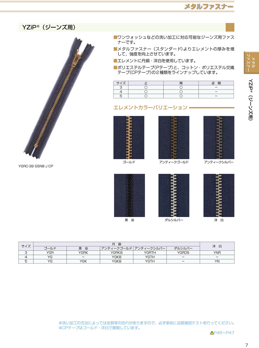 5YGC YZiP® سحاب (للجينز) مقاس 5 ذهبي مغلق[Zipper] YKK