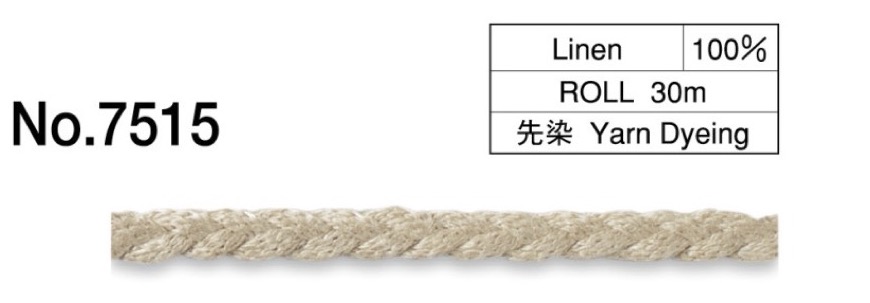 7515 حبل مضفّر من الكتان (5mm)[الأشرطة، والأشرطة القماشية، والحبال] ROSE BRAND (Marushin)