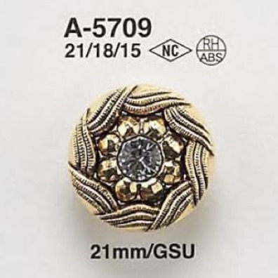 A5709 زر بساق نصف حلقي وحلقة مستطيلة من راتنج ABS/زجاج[أزرار] IRIS
