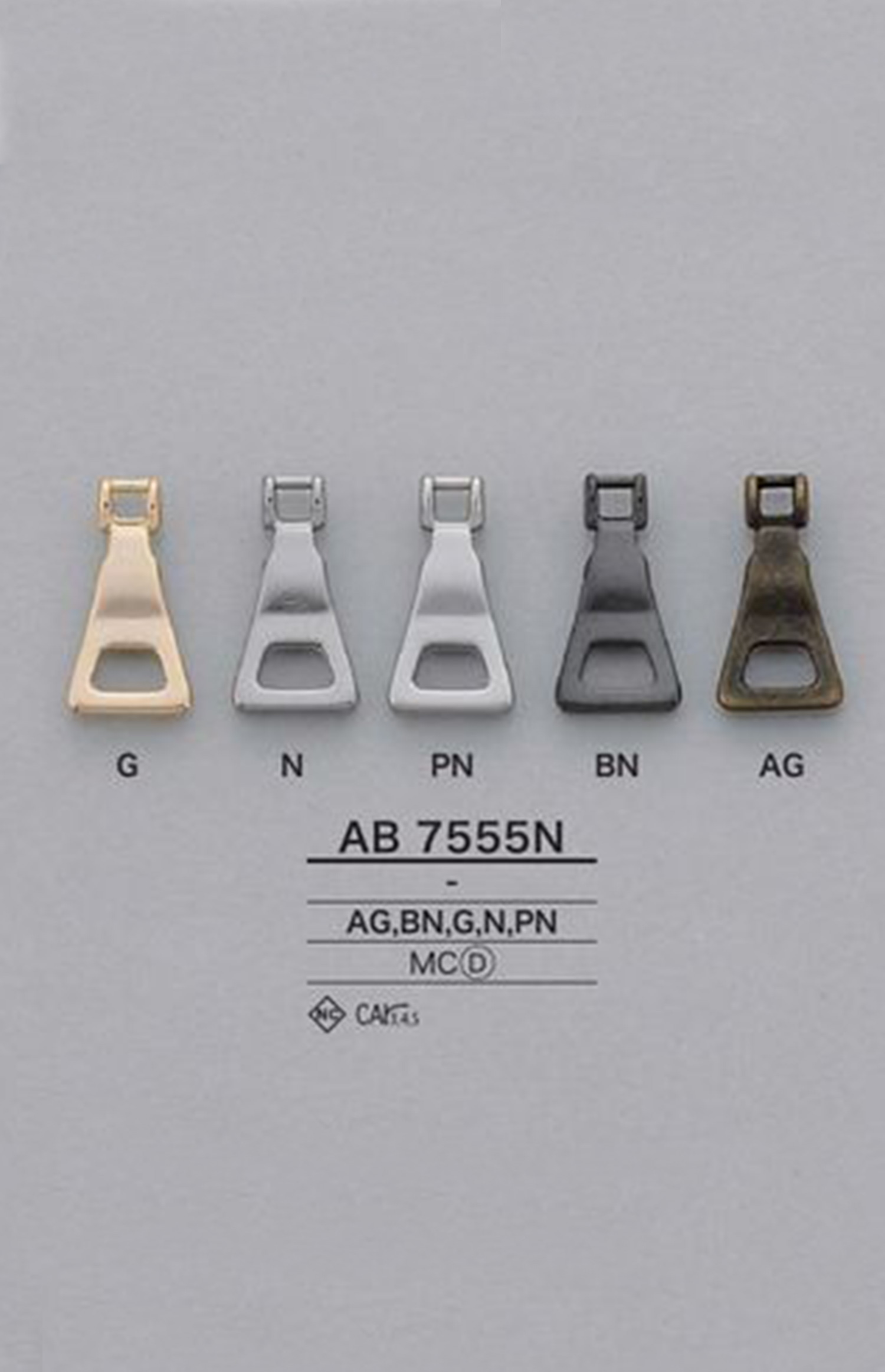 AB7555N طرف السحاب المثلث (لسان السحب)[Zipper] IRIS