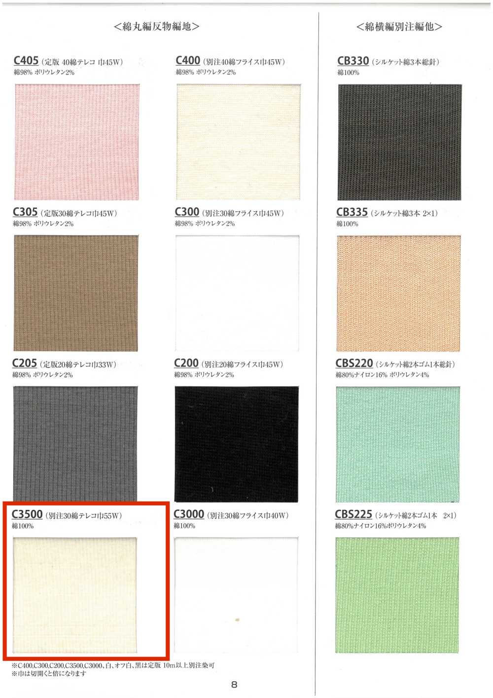 C3500 تريكو مضلع قطن 30 عدّ TERECO Rib Fabric 55W
