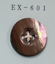 EX601 زر صدفي بني من عرق اللؤلؤ بحافة وأربع فتحات[أزرار] Tomoi