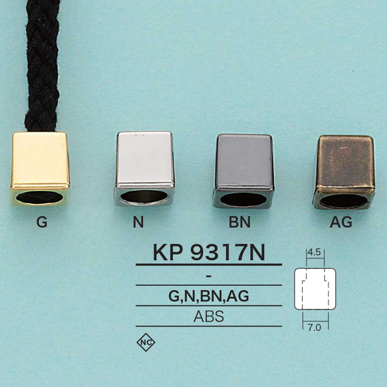 KP9317N نهاية رباط مربعة (مطلية)[أبازيم وحلقات] IRIS