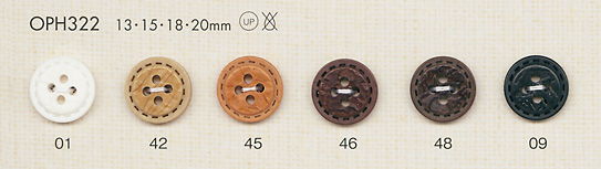 OPH322 زر بأربعة ثقوب بنمط Natural Stitch[Buttons] DAIYA BUTTON