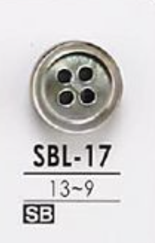 SBL17 زر من صدفة عرق اللؤلؤ السوداء بأربعة ثقوب، عديم اللون[أزرار] IRIS