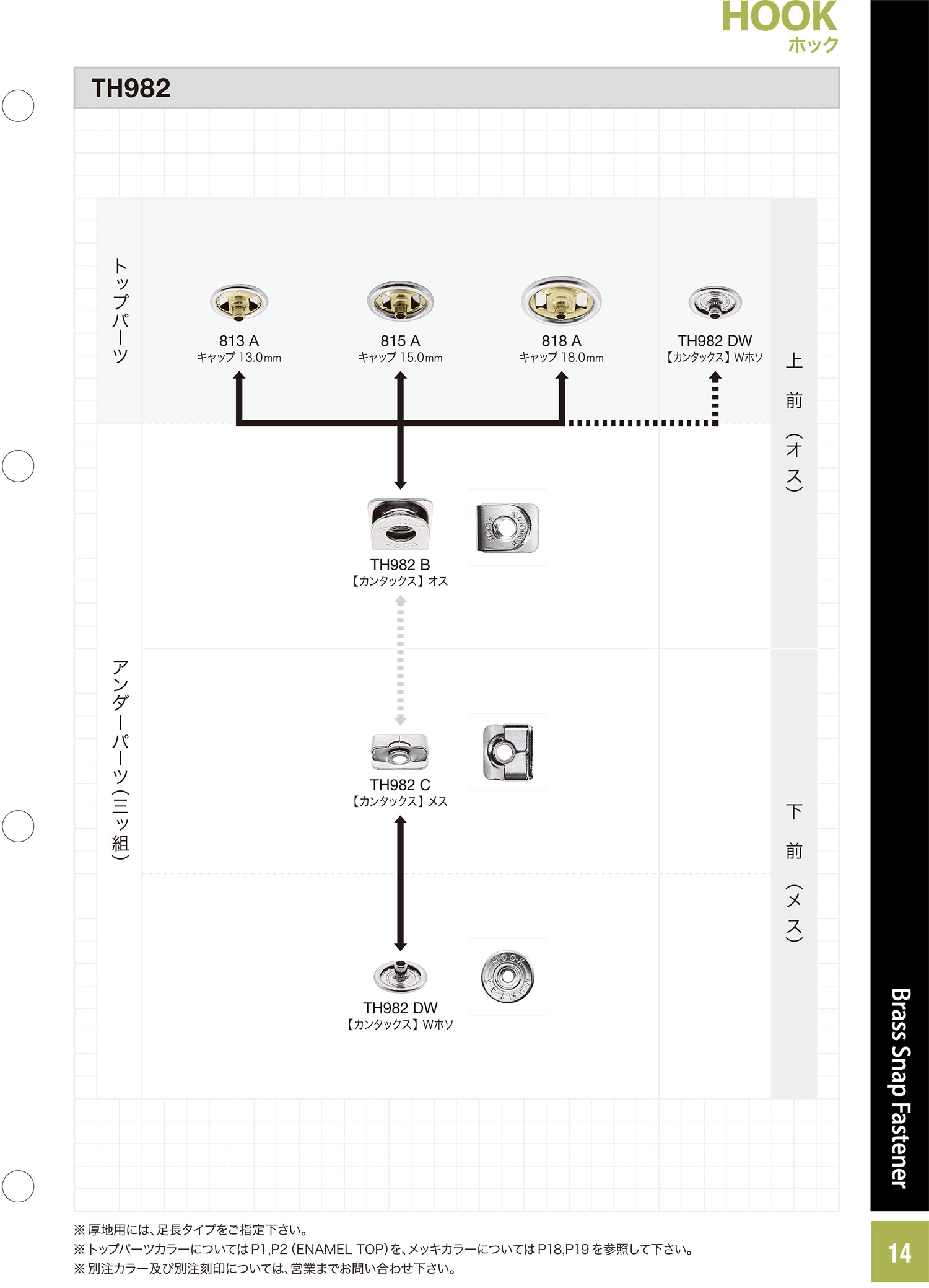 TH982 Kantax الأجزاء السفلية (طقم B/C/DW)[Press Fasteners And Eyelets] Morito (MORITO)