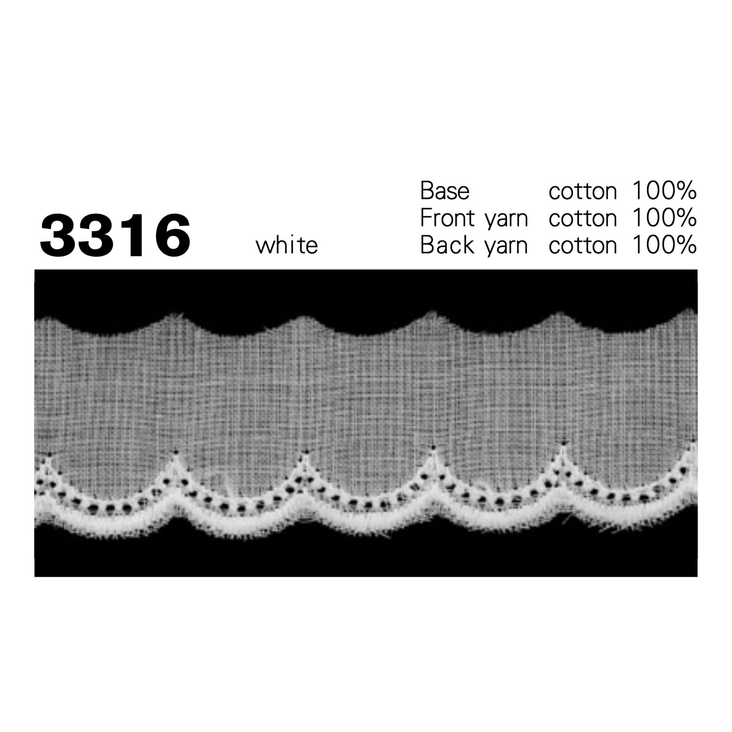 3316 دانتيل قطني ضيق Kyowa Lace