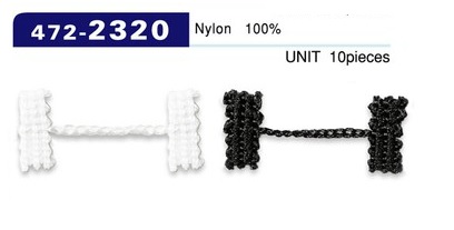 472-2320 مُوقِف حلقة زر للبطانة، نوع سلسلة/حبل، الطول الإجمالي 33 مم (10 قطع)[Button Loop / Frog Button] DARIN