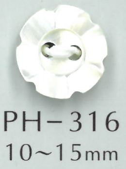 PH316 زر قوقعي بنمط زهرة بفتحتين[أزرار] Sakamoto Saji Shoten