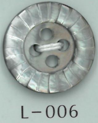 L-006 زر صدفي بحافة مزخرفة بأربعة ثقوب[أزرار] Sakamoto Saji Shoten