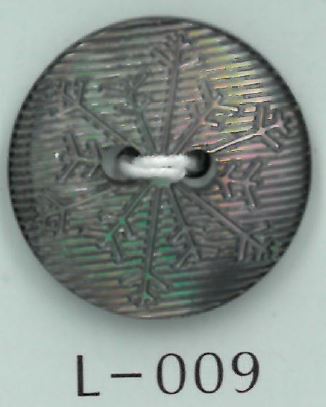 L-009 زر صدف طبيعي ذو فتحتين محفور بنقشة ندفة الثلج[Buttons] Sakamoto Saji Shoten