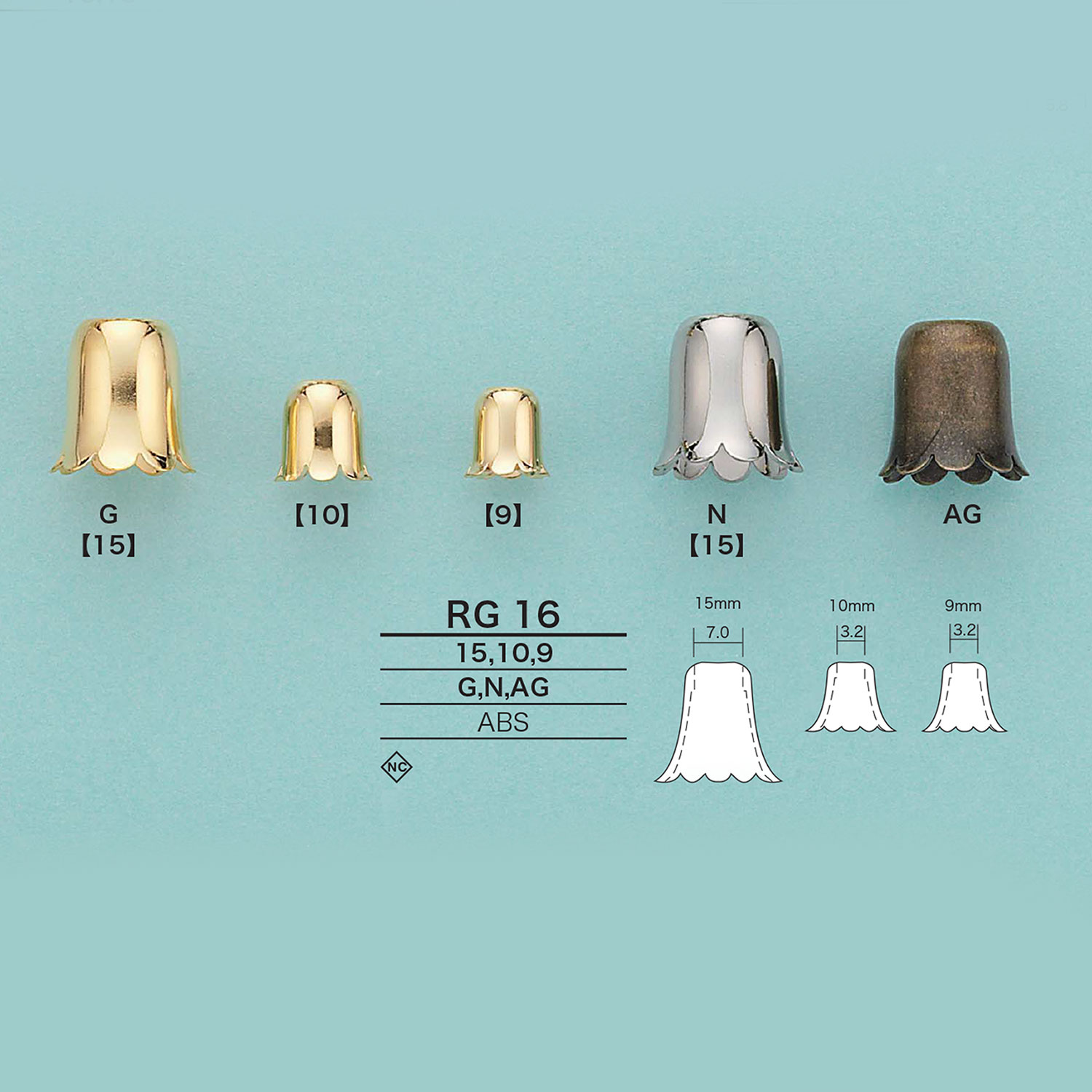 RG16 نهاية حبل على شكل توليب (مطلي)[أبازيم وحلقات] IRIS