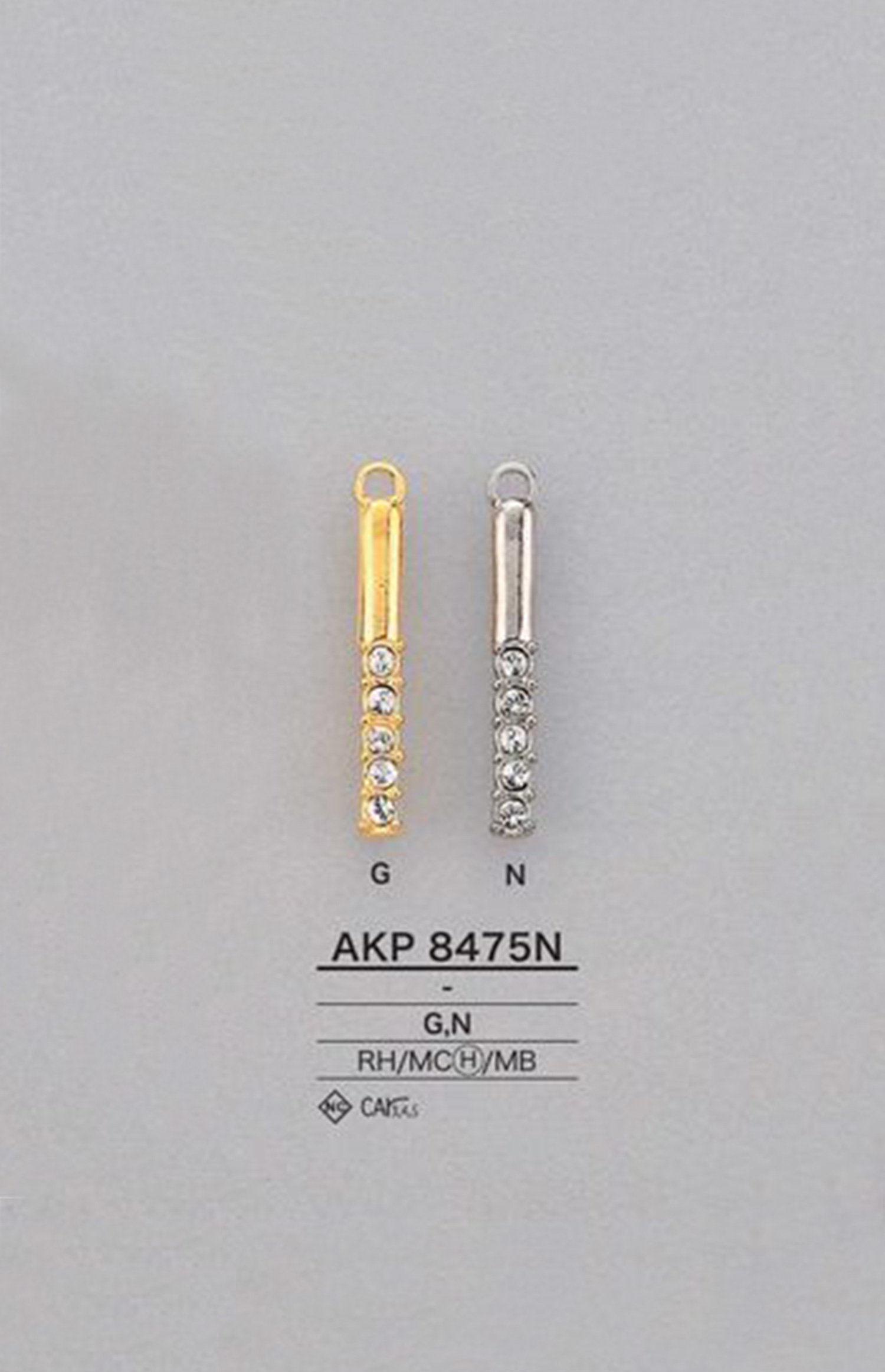 AKP8475N رأس سحاب أسطواني مرصع بأحجار الراين (لسان السحب) IRIS