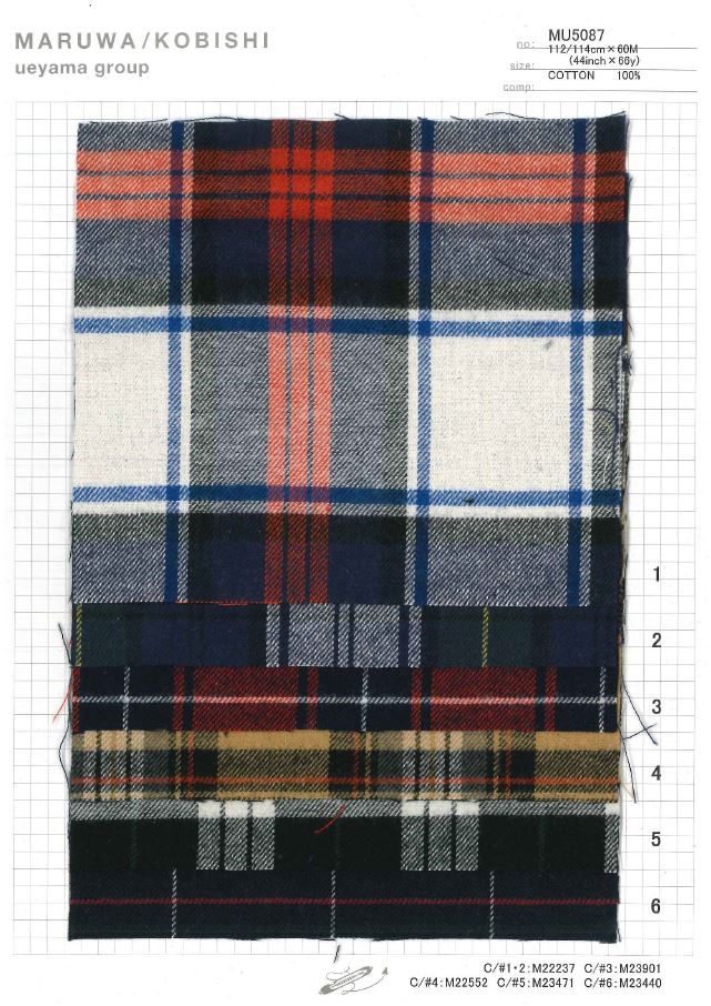 MU5087 مربعات تارتان ممشطة[Textile / Fabric] Ueyama Textile