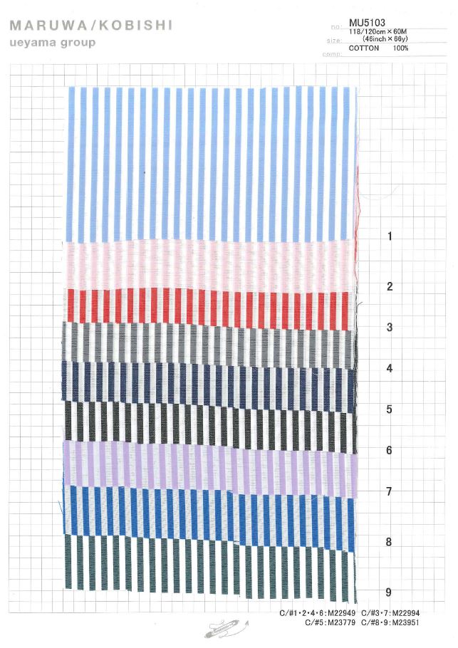 MU5103OG قماش تايبرايتر مخطط[نسيج / قماش] Ueyama Textile