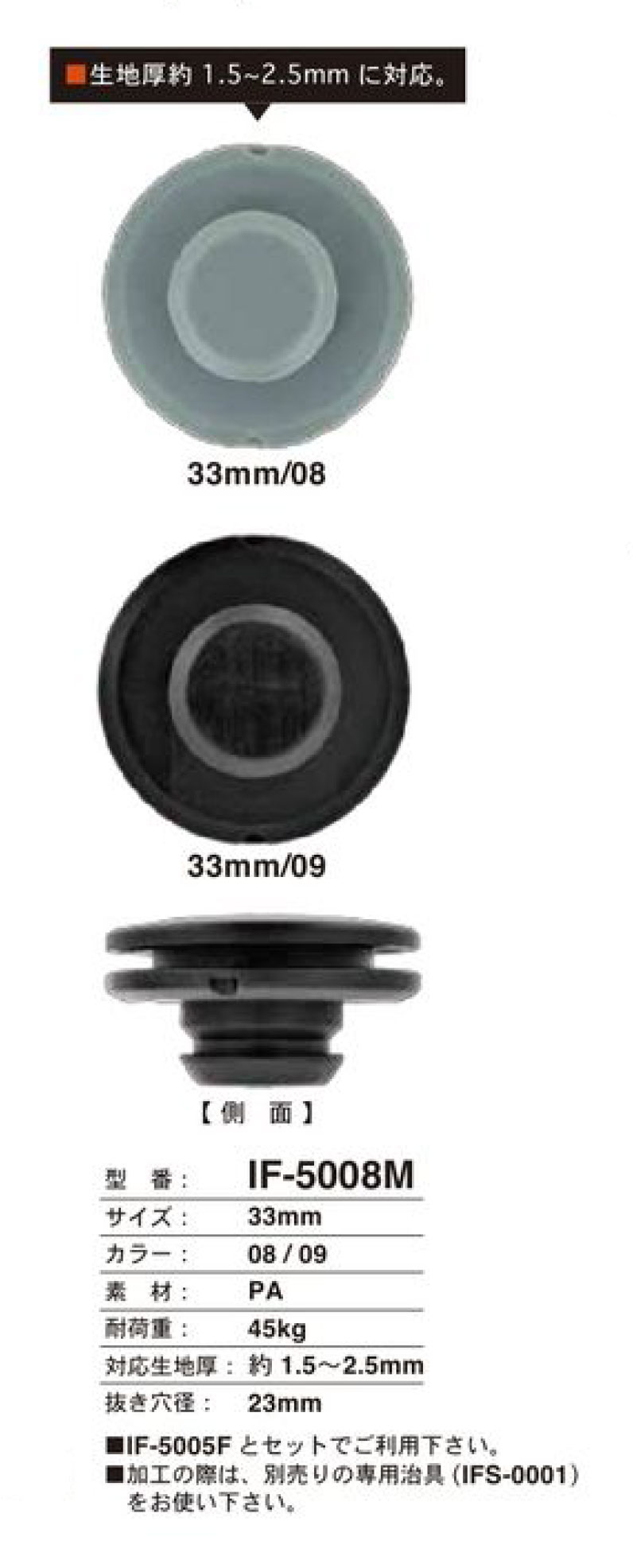 IF-5008M زر كبس ضاغط 33mm FIDLOCK