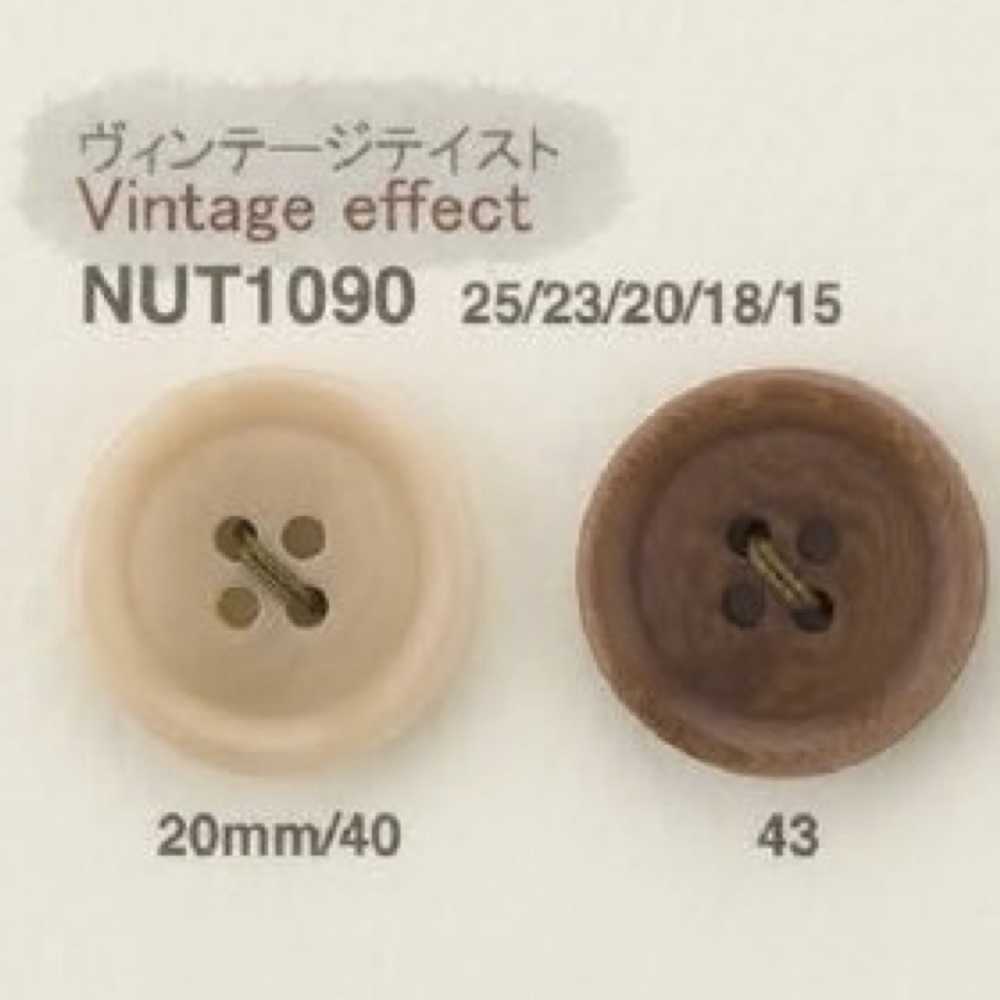 NUT1090 زر بأربع فتحات بلون الجوز[أزرار] IRIS