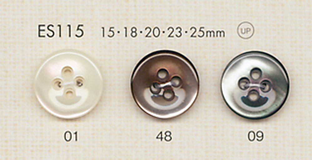 ES115 DAIYA BUTTONS زر بوليستر بتأثير الصدف على شكل طبق ذو 4 ثقوب[أزرار] DAIYA BUTTON