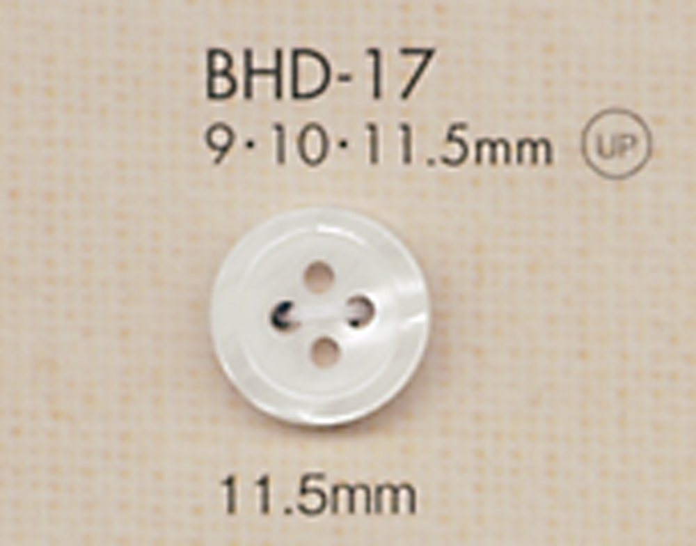 BHD17 DAIYA BUTTONS زر بوليستر بمظهر الصدف، مقاوم للصدمات، بحافة، بأربعة ثقوب RIVER[أزرار] DAIYA BUTTON