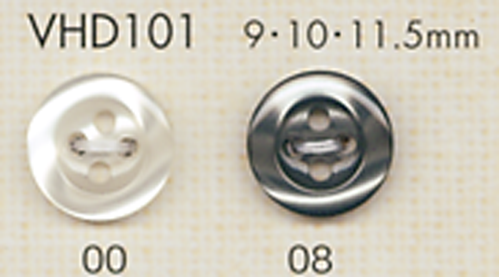 VHD101 DAIYA BUTTONS، سلسلة HYPER DURABLE المقاومة للصدمات، ذات حافة، زر بوليستر رباعي الثقوب بمظهر الصدف[أزرار] DAIYA BUTTON