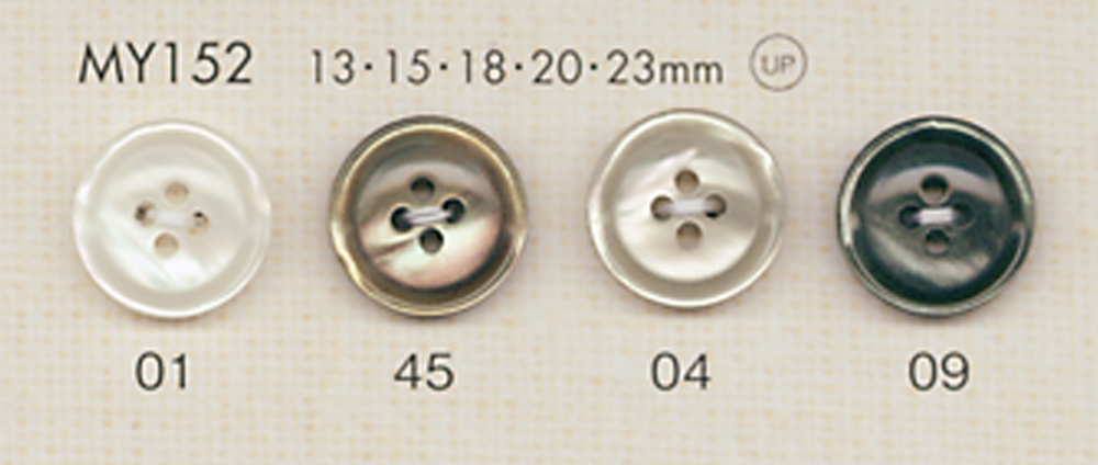 MY152 DAIYA BUTTONS زر بوليستر بنمط الصدفة بأربعة ثقوب وحافة[Buttons] DAIYA BUTTON