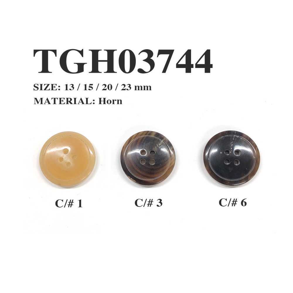 TGH03744 زر من قرن جاموس طبيعي أصلي بأربعة ثقوب[Buttons] Okura Shoji