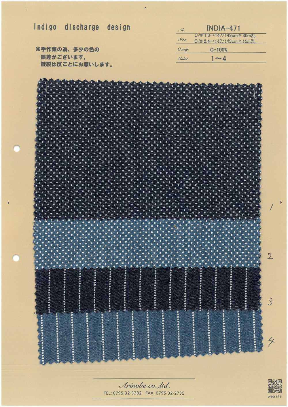 INDIA-471 تصميم تفريغ النيلي[Textile / Fabric] Arinobe Shoten