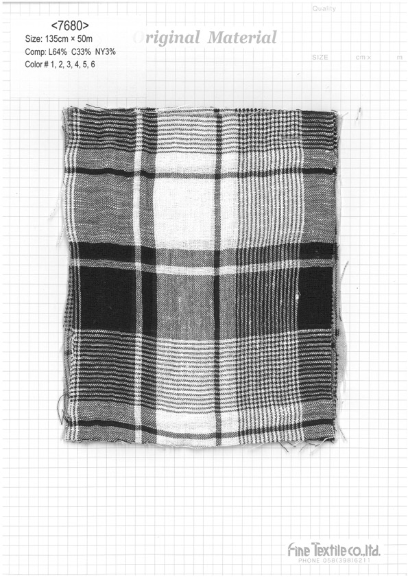 7680 مربعات كتان وقطن[نسيج / قماش] Fine Textile