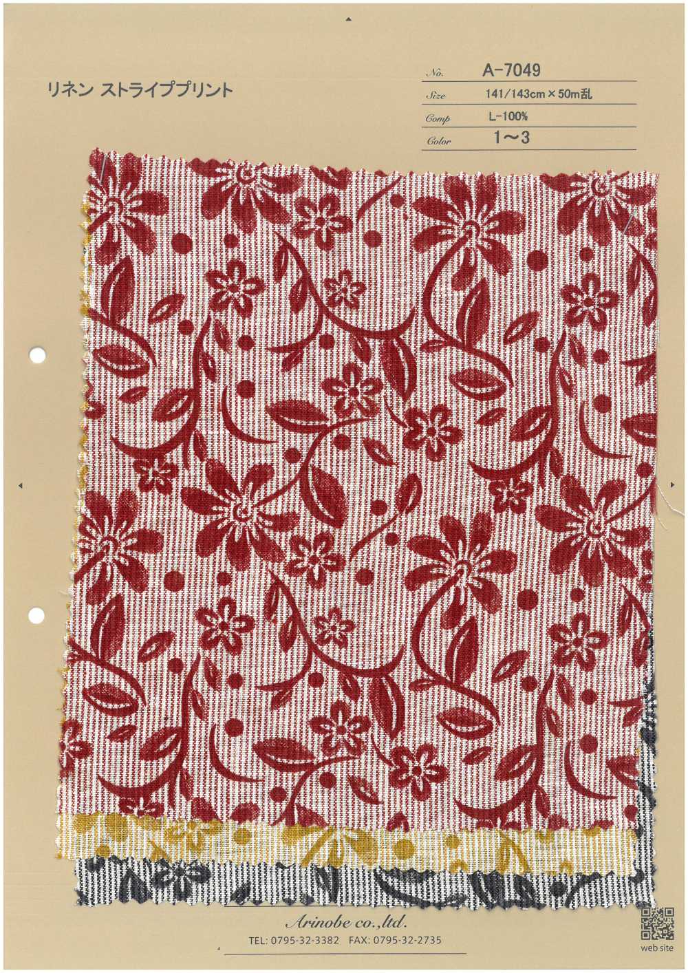 A-7049 طباعة مخططة من الكتان[Textile / Fabric] Arinobe Shoten