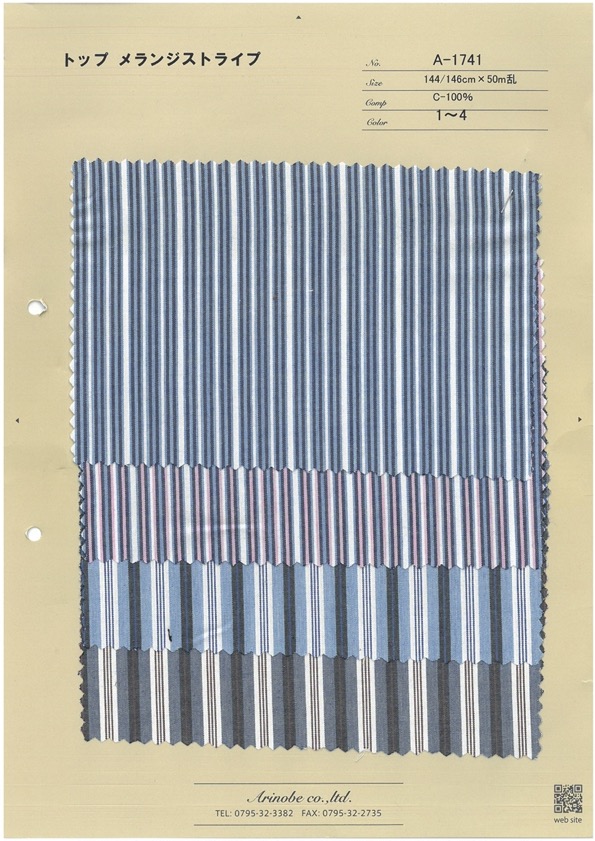 A-1741 ميلانج مخطط علوي[Textile / Fabric] Arinobe Shoten