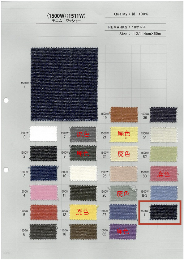 1511W تشطيب دنيم مغسول 10oz[نسيج / قماش] Yoshiwa Textile