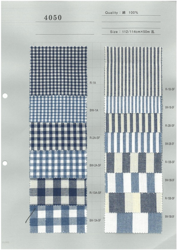 4050 مخطط مربعات غينغهام نيلي 5oz[نسيج / قماش] Yoshiwa Textile