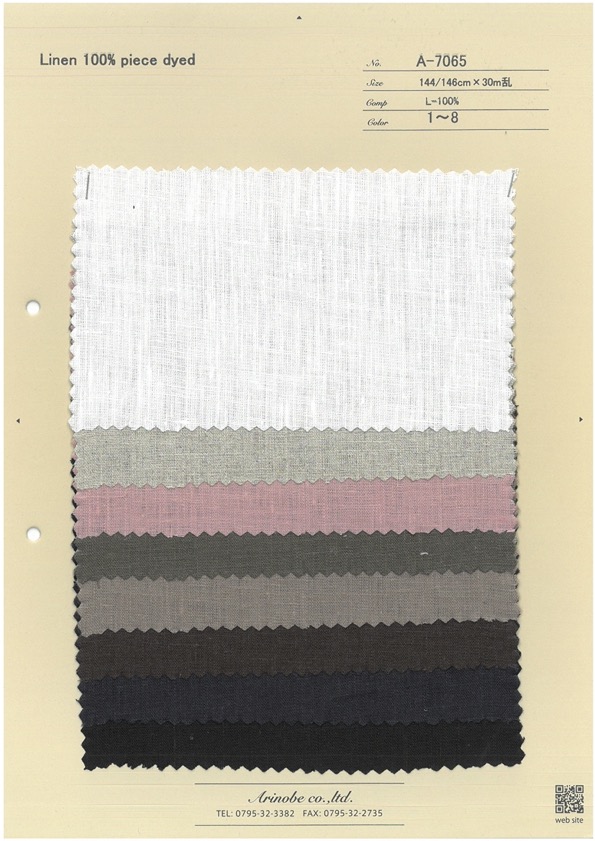 A-7065 100% كتان مصبوغ بالقطعة[Textile / Fabric] Arinobe Shoten