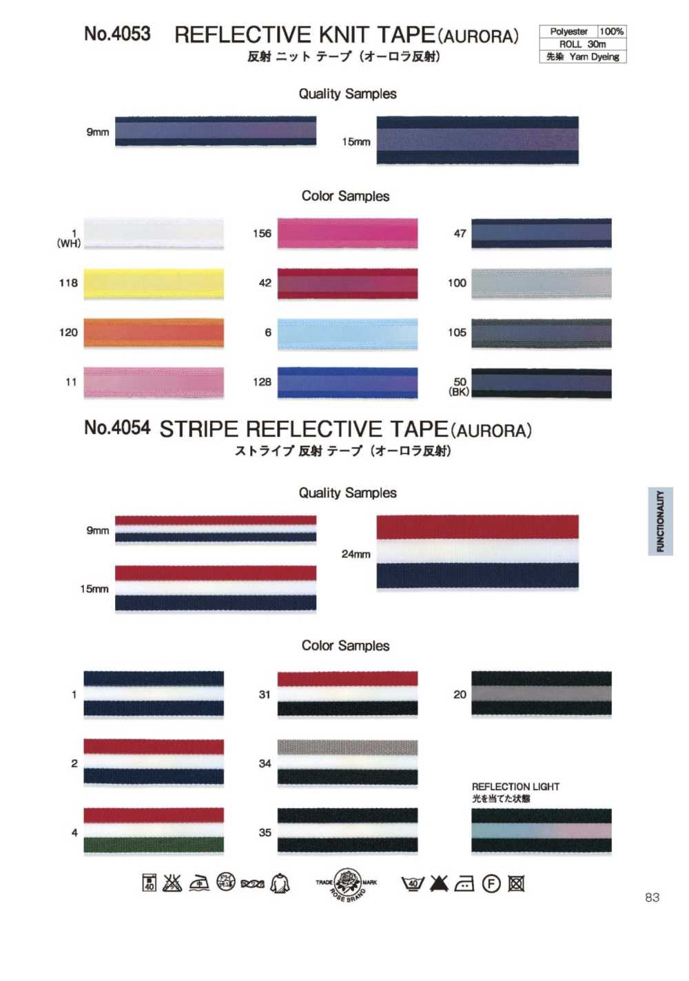 4053 شريط محبوك عاكس (Aurora Reflective)[الأشرطة، والأشرطة القماشية، والحبال] ROSE BRAND (Marushin)