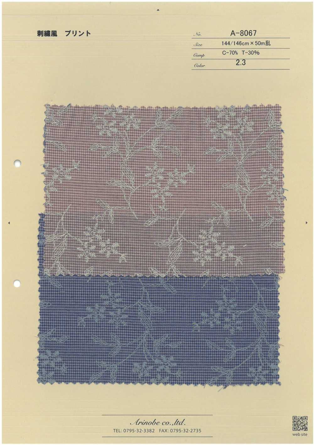 A-8067 طباعة بأسلوب التطريز[Textile / Fabric] Arinobe Shoten