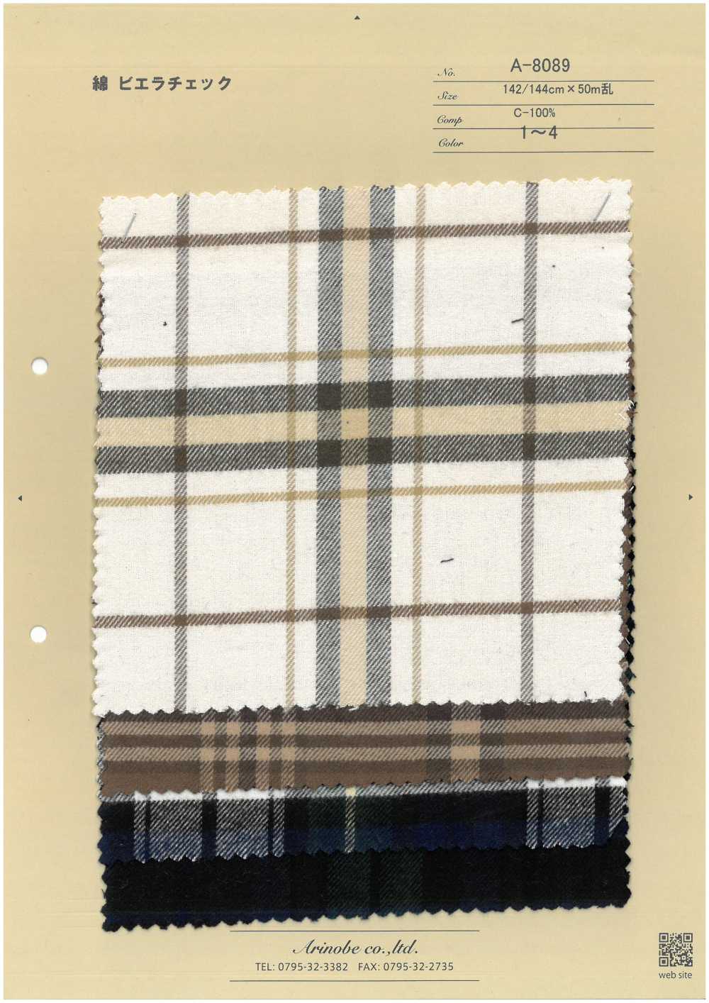 A-8089 كاروهات Viyella القطنية[Textile / Fabric] Arinobe Shoten
