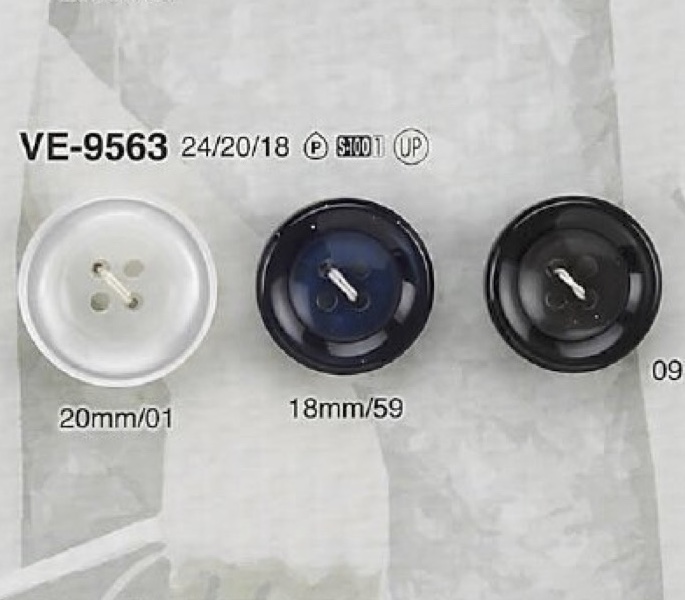 VE9563 زر من راتنج البوليستر بأربع فتحات وثقب أمامي[أزرار] IRIS
