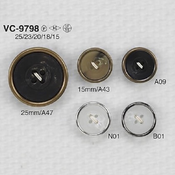 VC9798 زر بأربعة ثقوب من راتنج بوليستر/نحاس[أزرار] IRIS