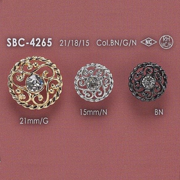 SBC4265 زر بساق حلقي دائري من الزجاج/المعدن العالي[Buttons] IRIS