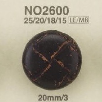 NO2600 زر بساق بنصف حلقة بإطار مستطيل من الجلد/النحاس الأصفر[أزرار] IRIS