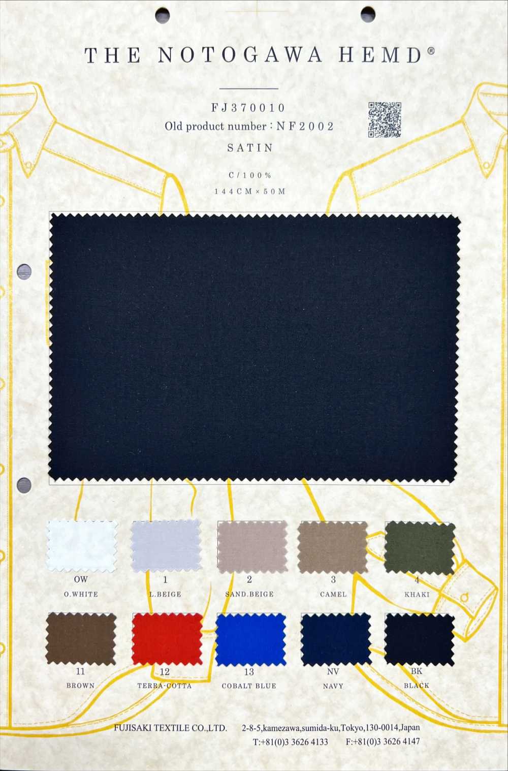 FJ370010 NOTOGAWA HEMD® ساتان[نسيج / قماش] Fujisaki Textile