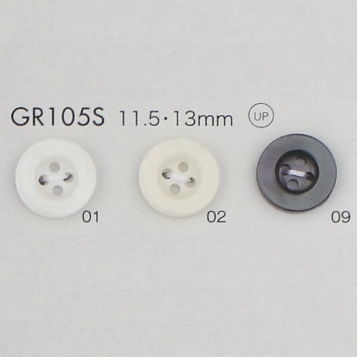 GR105S زر معتمد من GRS بمزيج راتنج PET معاد تدويره بنسبة 25% بحافة وأربعة ثقوب[أزرار] DAIYA BUTTON