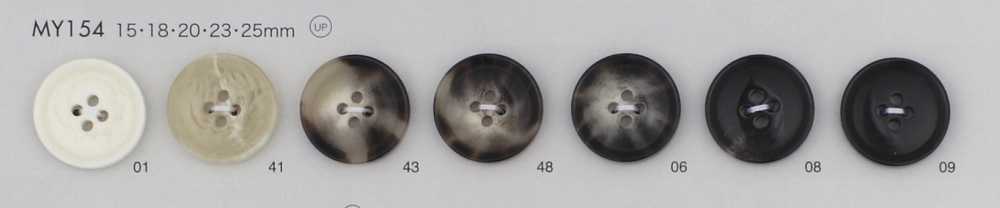 MY154 زر من راتنج البوليستر بنمط Buffalo ذو 4 فتحات[أزرار] DAIYA BUTTON