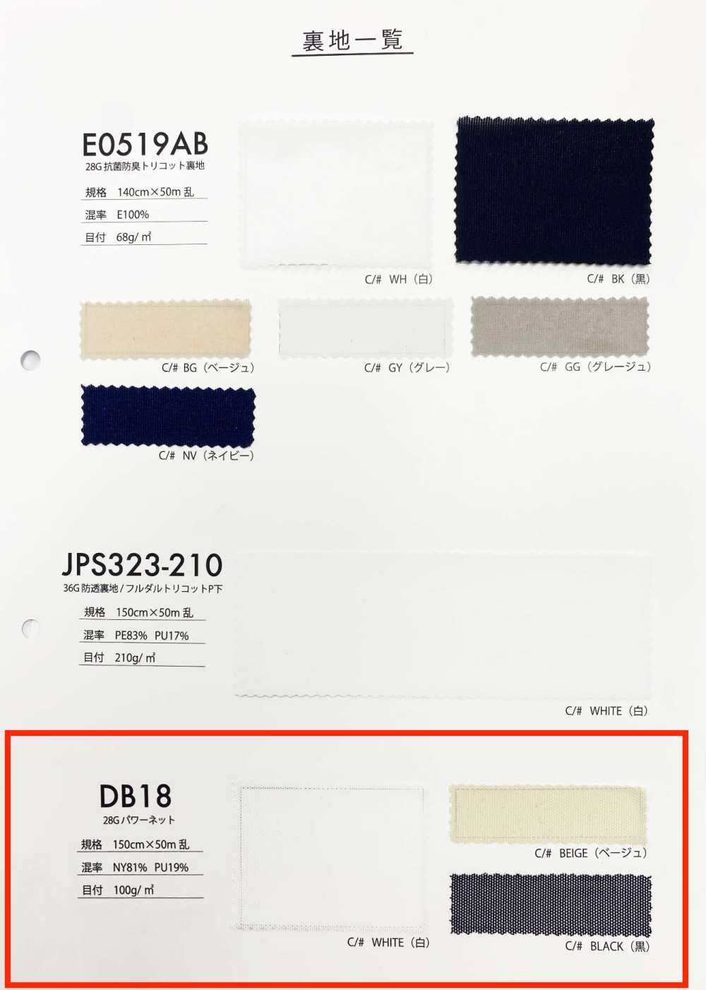 DB18 28G شبكة مرنة[Textile / Fabric] Uesugi