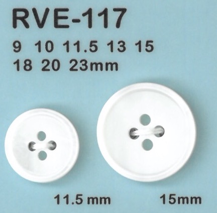RVE117 زر صدفي بأربعة ثقوب من صدفة المياه العذبة[أزرار] DAIYA BUTTON