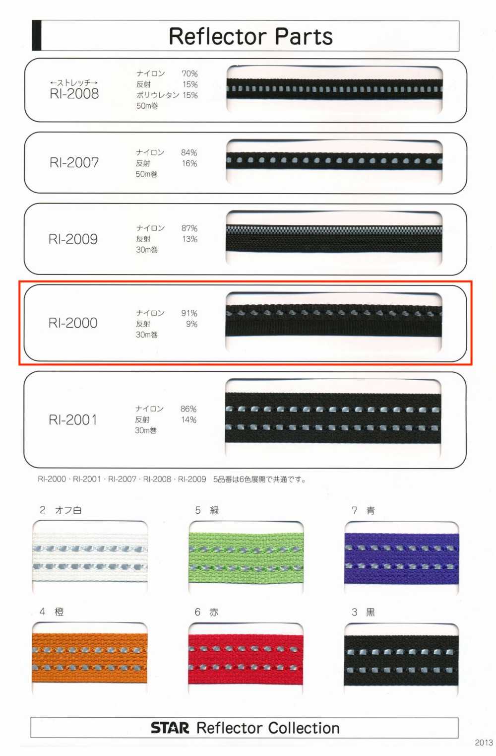 RI-2000 RI-2000 أجزاء عاكسة (عرض تقريبي 12 mm)[الأشرطة، والأشرطة القماشية، والحبال] STAR BRAND (Hoshika)